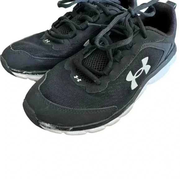 Under Armour Charged Running Shoe Black/White Kids Athletic Sporty Shoes SZ 5.5 - Picture 8 of 11
